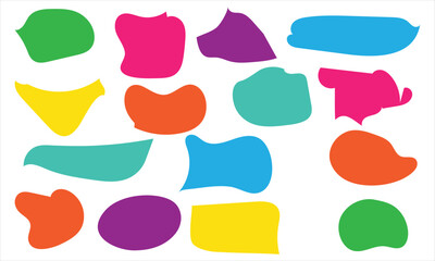 Random abstract liquid organic color irregular blotch shapes flat style design fluid vector illustration set banner simple shape template for presentation design, flyer, isolated on white background. 