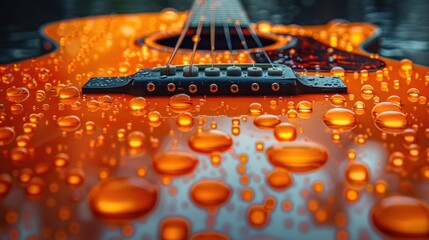  acoustic guitar close up with water drop - 759721605
