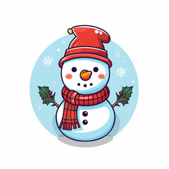 Happy merry christmas snowman kawaii style flat vec