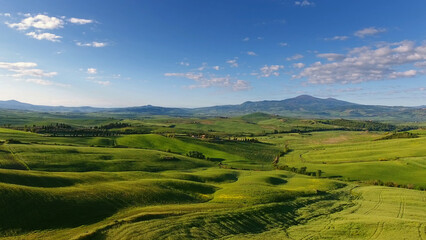Fototapeta na wymiar Tuscany aerial landscape of farmland hills