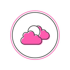 Filled outline Sun and cloud weather icon isolated on white background. Vector