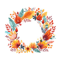 Fototapeta na wymiar Happy thanksgiving card with decorative wreath. col