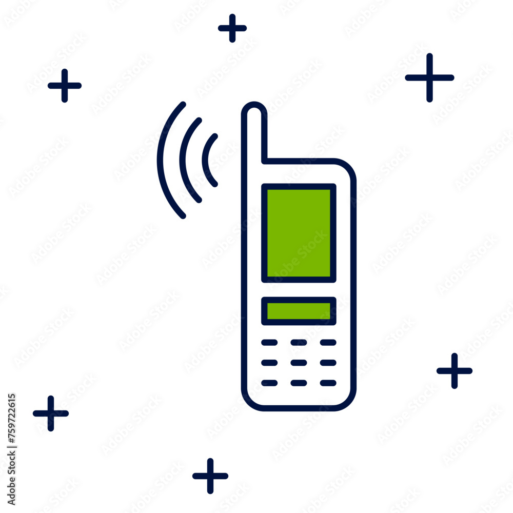 Poster filled outline smartphone with free wi-fi wireless connection icon isolated on white background. wir