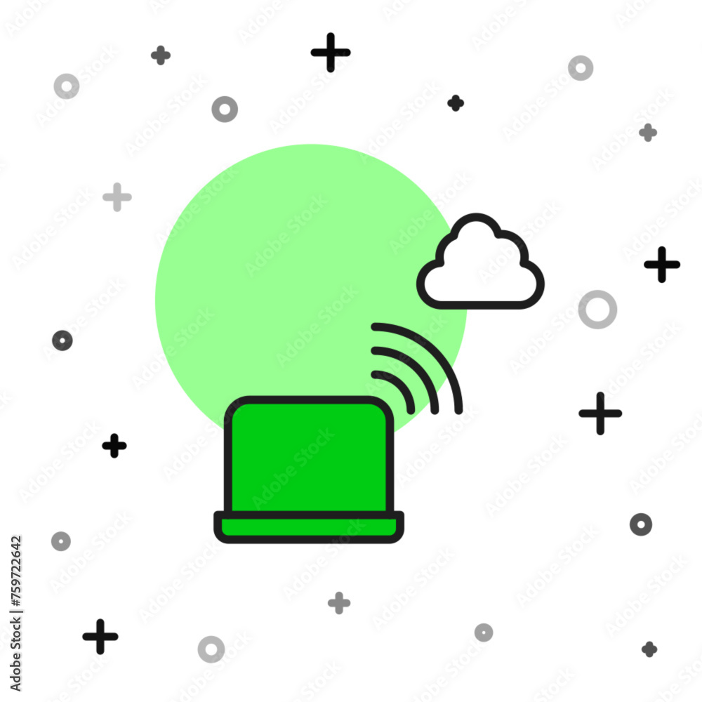 Poster filled outline network cloud connection icon isolated on white background. social technology. cloud 