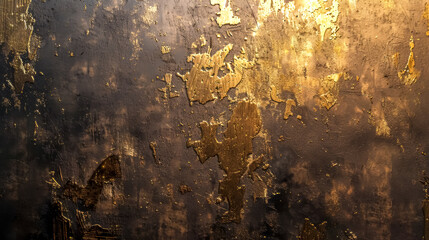 Golden textured wall with peeling paint