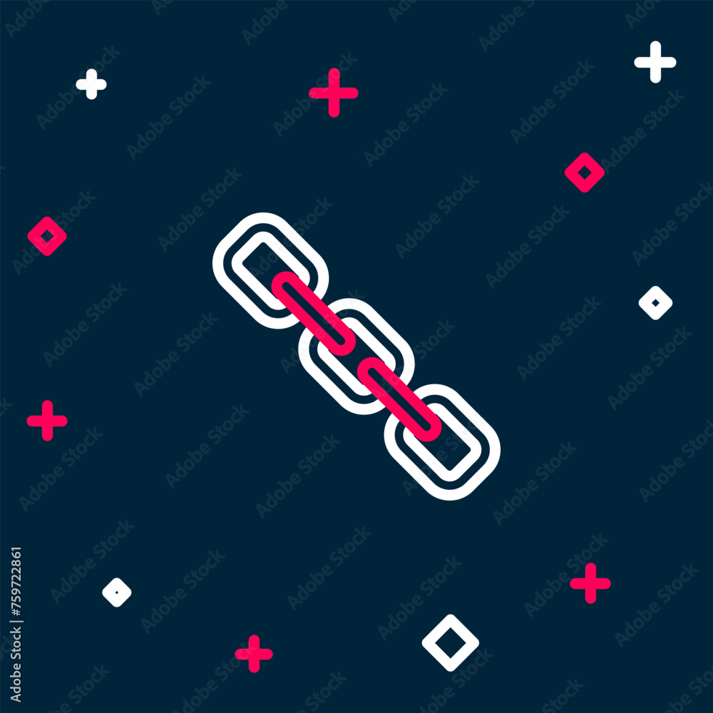 Wall mural line chain link icon isolated on blue background. link single. hyperlink chain symbol. colorful outl