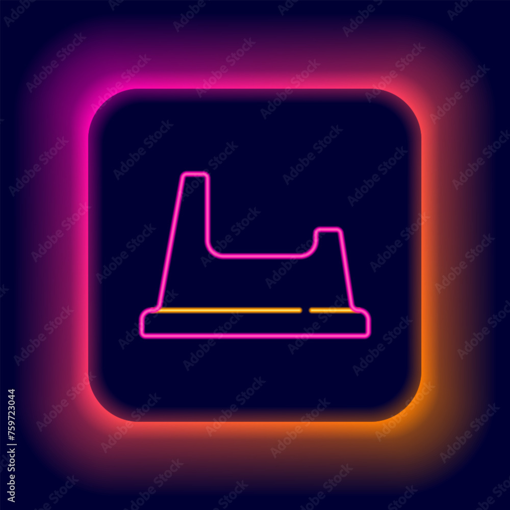 Wall mural glowing neon line baby potty icon isolated on black background. chamber pot. colorful outline concep