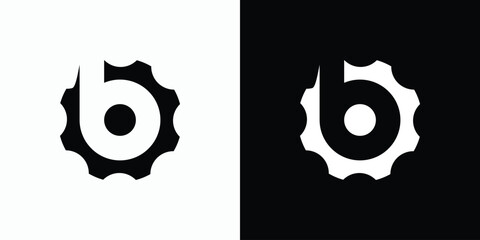 Vector logo design with the initials letter b in the shape of a gear in a modern, simple, clean and abstract style. - obrazy, fototapety, plakaty