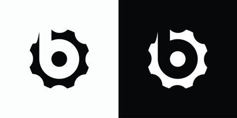 Vector logo design with the initials letter b in the shape of a gear in a modern, simple, clean and abstract style. © ahmad
