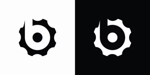 Fotobehang Vector logo design with the initials letter b in the shape of a gear in a modern, simple, clean and abstract style. © ahmad