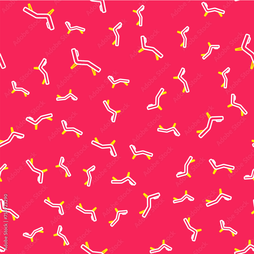 Poster line armchair icon isolated seamless pattern on red background. vector