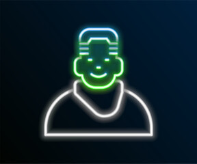 Glowing neon line Client in barbershop icon isolated on black background. Colorful outline concept. Vector