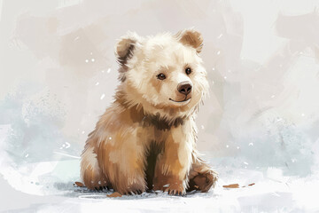 Bear sitting on the snow