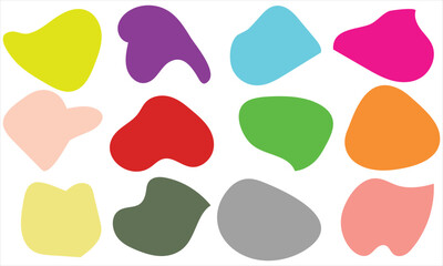 Random abstract liquid organic color irregular blotch shapes flat style design fluid vector illustration set banner simple shape template for presentation design, flyer, isolated on white background. 