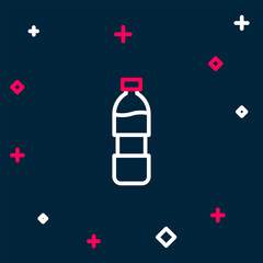 Line Bottle of water icon isolated on blue background. Soda aqua drink sign. Colorful outline concept. Vector