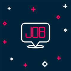 Line Search job icon isolated on blue background. Recruitment or selection concept. Human resource and recruitment for business. Colorful outline concept. Vector