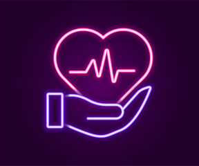 Glowing neon line Life insurance icon isolated on black background. Security, safety, protection, protect concept. Colorful outline concept. Vector