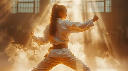 Poster Female Karate Practitioner Training with Determination  © vanilnilnilla