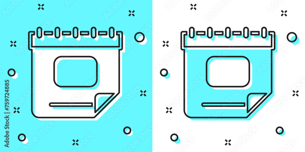 Aufkleber black line calendar icon isolated on green and white background. event reminder symbol. random dynam