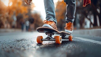 Orange Skateboarding Shoes on City Street