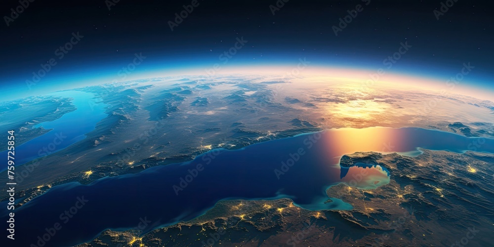 Aufkleber earths night view from space generative ai