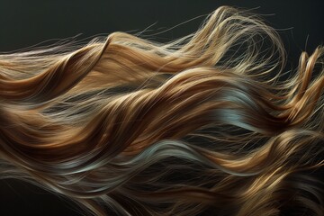 long delightful healthy female hair, shampoos and hair care, flowing like silk - obrazy, fototapety, plakaty