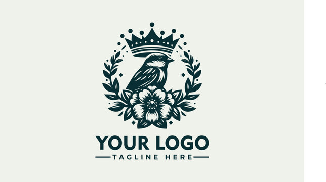 Sparrow Crown Flower logo Bird vector logo design Eagle logo vector for Business Identity