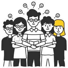 Professional Leadership Training Handbook Line Illustration Gen AI