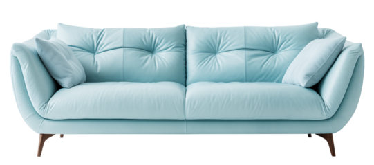 Soft Sky blue sofas on a transparent background, PNG