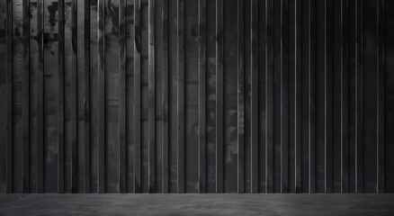 Black wood plank widescreen texture. Bamboo slat dark large wallpaper. Abstract wooden panoramic background.