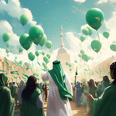 saudi arabia national days celebrations  - obrazy, fototapety, plakaty