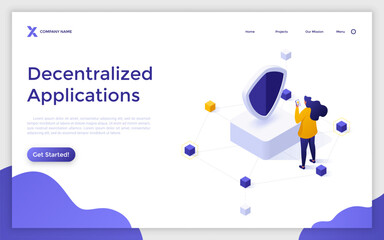 Modern Isometric Landing Page Template. Vector Illustration