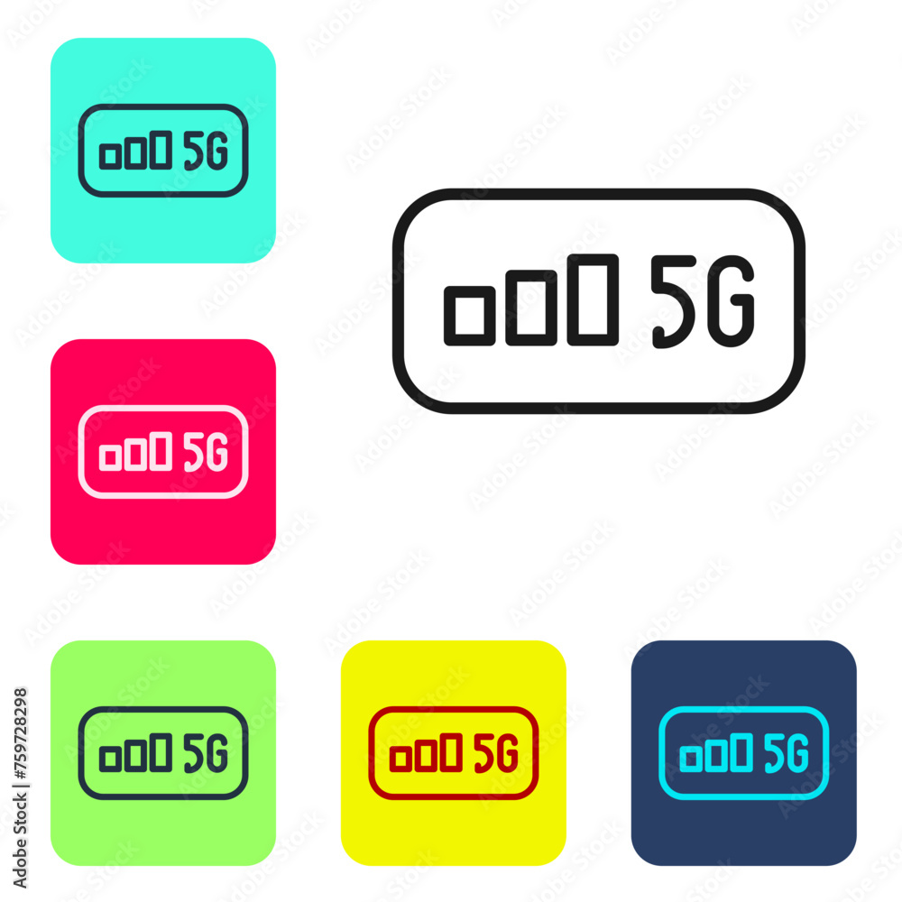 Poster black line 5g new wireless internet wifi connection icon isolated on white background. global networ