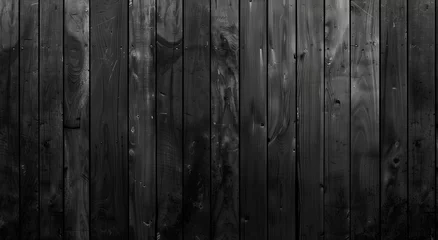 Poster Black wood plank widescreen texture. Bamboo slat dark large wallpaper. Abstract wooden panoramic background. © Svetlana