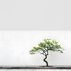 Obraz premium One Green Tree Bud Vitality Real Scene Minimalism Generative AI 
