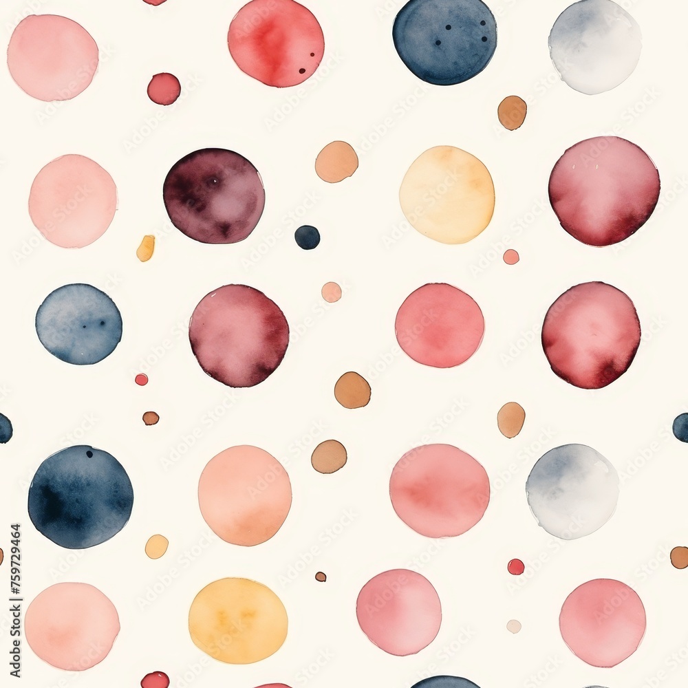 Poster hand drawn watercolor dots seamless pattern - vector abstract background for print and digital media