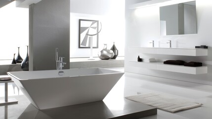 Fototapeta na wymiar Contemporary Bathroom Design with Minimalist Aesthetic