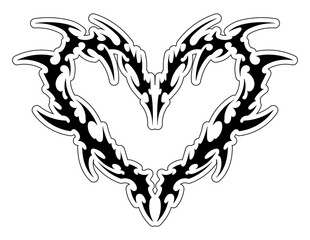 Neo tribal heart tattoo. Gothic shape, abstract love logo with spike. Vector - obrazy, fototapety, plakaty