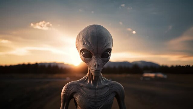 Alien Humanoid ET Character. Alien humanoid ET character. Alien extremely detailed and realistic high resolution. Extraterrestrial being on earth. Aliens visiting and conversing with humans