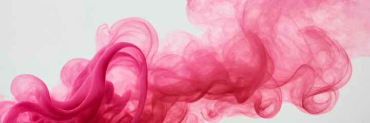 Pink smoke clouds on a white background