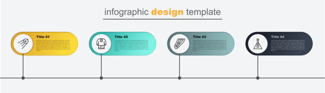 Set line Balalaika, Kankles, Kosovorotka and Satellite. Business infographic template. Vector