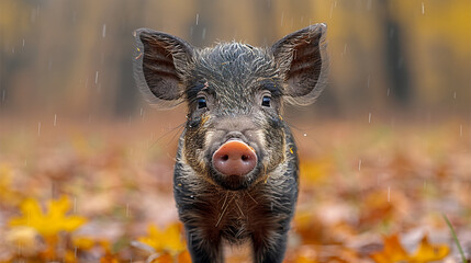 wildlife photography, authentic photo of a boar in natural habitat, taken with telephoto lenses,...