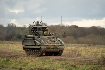 Fototapeta premium close-up of a British Army Alvis Stormer Starstreak CVR-T tracked armoured vehicle equipped with short range air defense high-velocity missile system