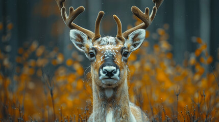 wildlife photography, authentic photo of a caribou in natural habitat, taken with telephoto lenses,...