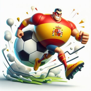 Football with the Flag of Spain. 3D minimalist cute illustration on a light background.