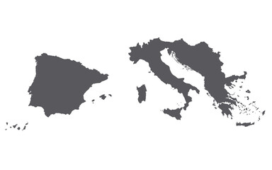 Southern Europe Map. Map of Southern Europe in grey color.