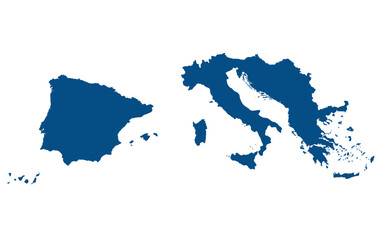 Southern Europe Map. Map of Southern Europe in blue color.
