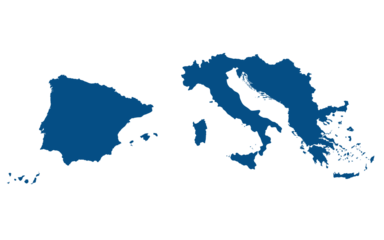 Southern Europe Map. Map of Southern Europe in blue color.