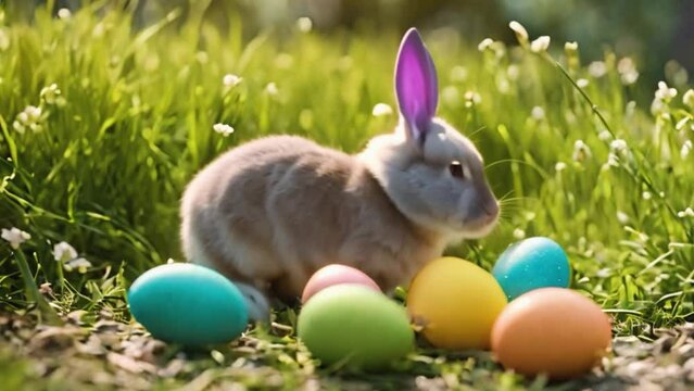 easter bunny and easter eggs