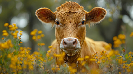 wildlife photography, authentic photo of a cow in natural habitat, taken with telephoto lenses, for relaxing animal wallpaper and more